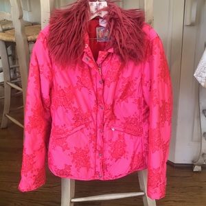 Oilily hot pink jacket with faux fur collar
